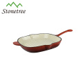 Wholesale New Korean White Enamel Square Cast Iron BBQ Grill Pan